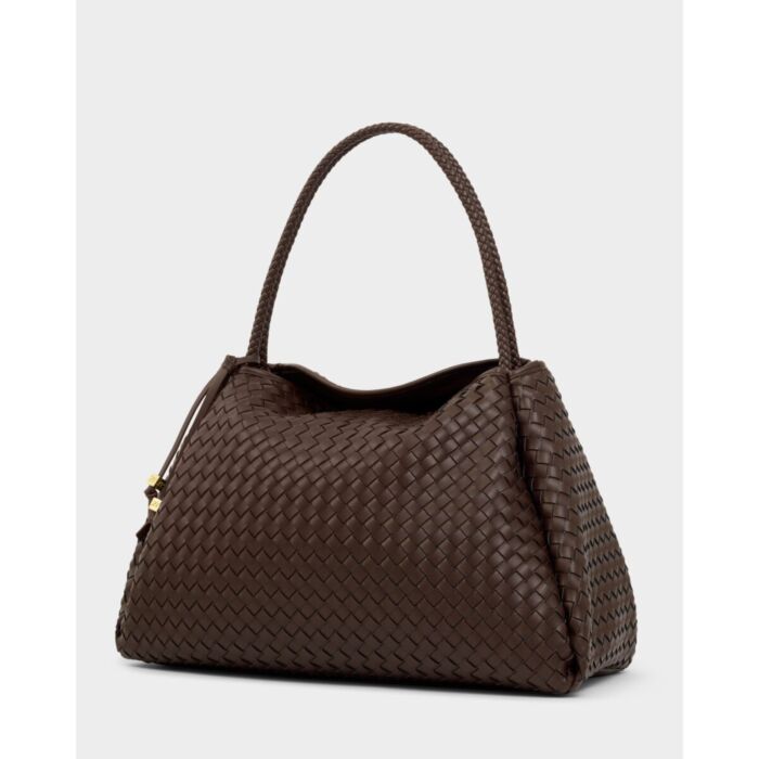 Katie Loxton Nova Hand Woven Large Shoulder Bag - Chocolate